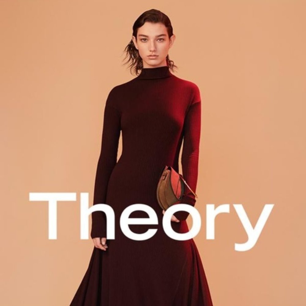 Theory Panel Knit Dress Dark Current Burgundy Fitted Sweater Assymetric‎ Dress P